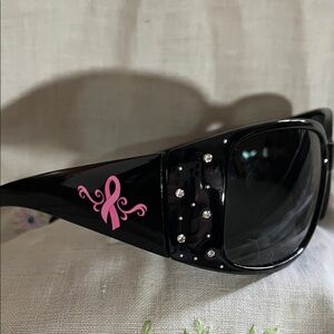 Black and Pink Ribbon Sunglasses